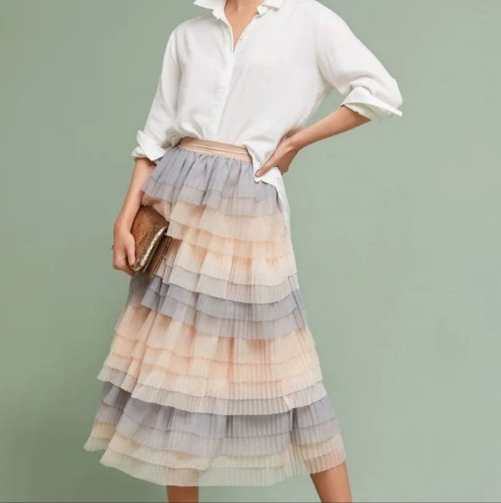 Anthropologie Eva Franco Cake Tiered Tulle Skirt